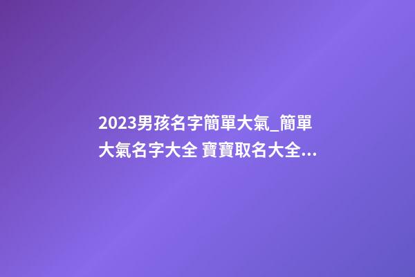2023男孩名字簡單大氣_簡單大氣名字大全 寶寶取名大全2023年屬豬-第1張-公司起名-玄機派